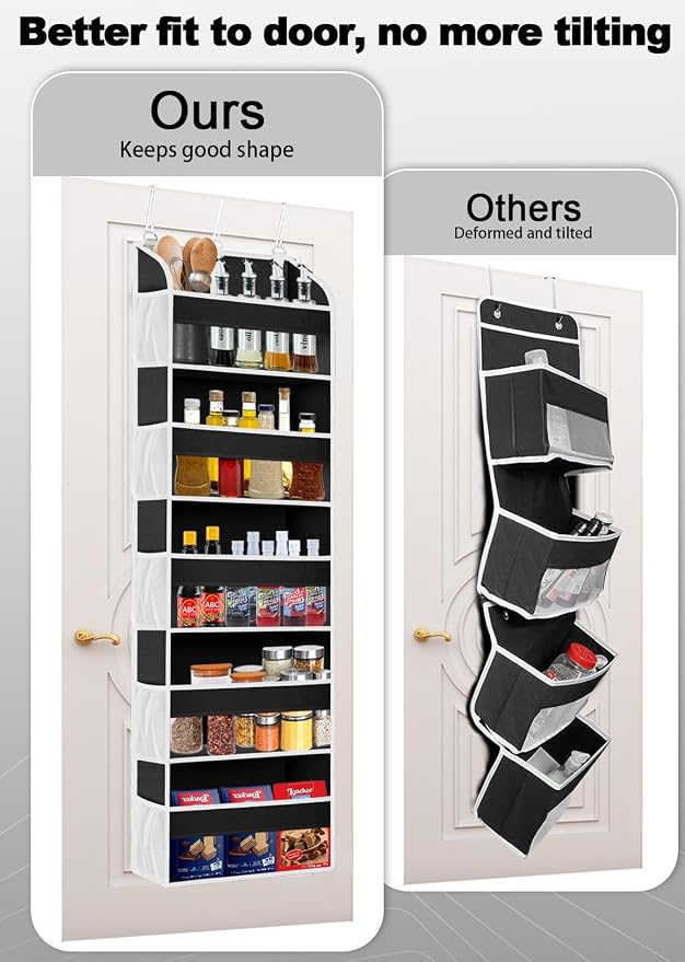 TAHAVICE 1Pack Over the Door Organizer Storage, 5 Large & 10 Mesh Pockets | Hanging Organizer Closet College Dorm Essentials for Girls, Storage for Dorm Organization, Nursery & Bedroom (Black)