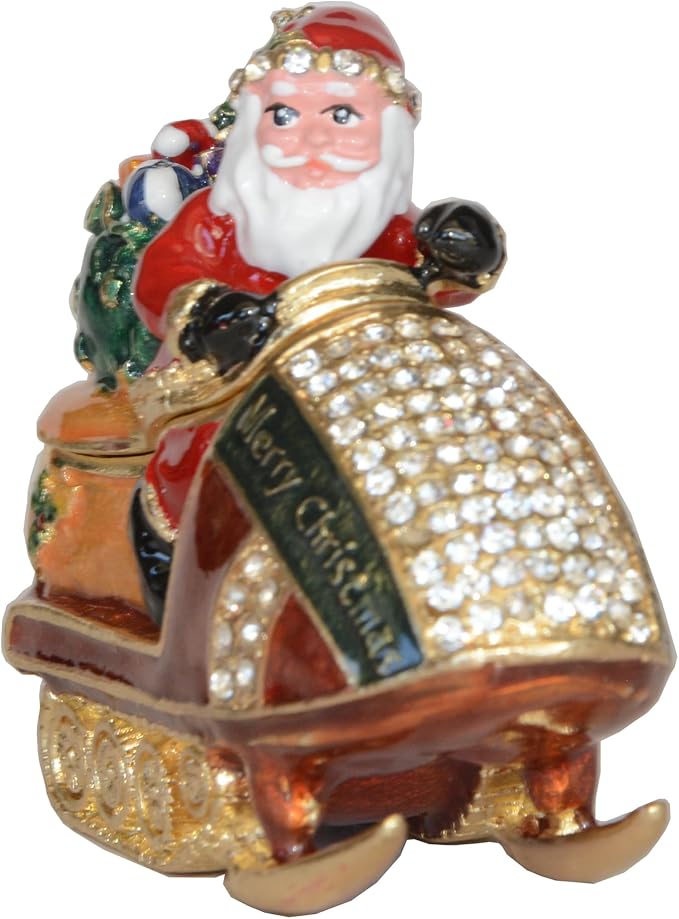 Christmas Ornament Trinket Box Jewelry Box Hand Painted Decorative Box with Hinged Lid Ring Earring Holder Holiday Figurine Collectible