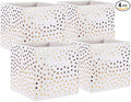DII Non Woven Polyester Storage Bin, Polka Dot, White & Gold, Small Set of 4