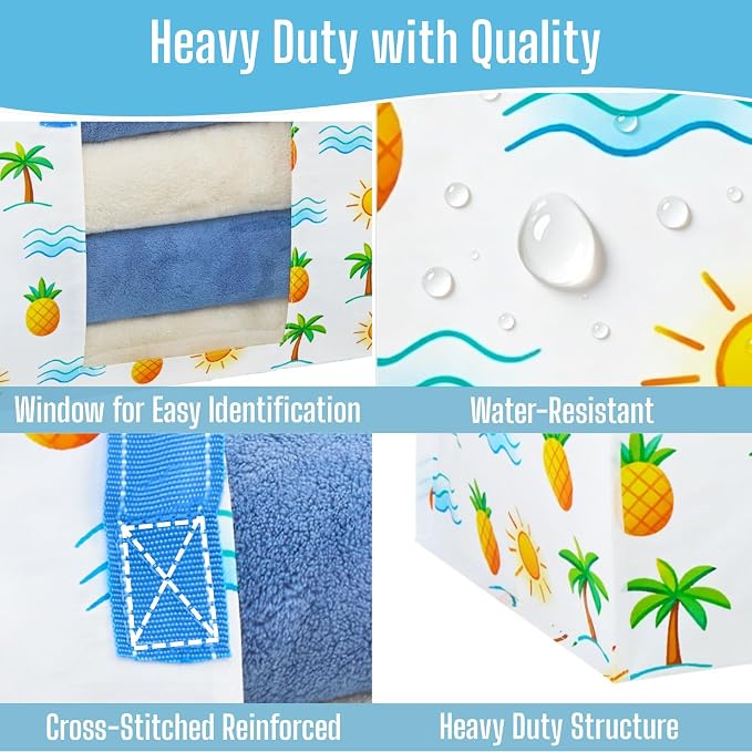 VENO 8 Pack Heavy Duty Moving Bags, Clothes and Comforter Storage Bags with Clear Window, College Dorm Essentials Packing Supplies, Foldable Boxes Alternative (Tropical Island, 8 Pack)