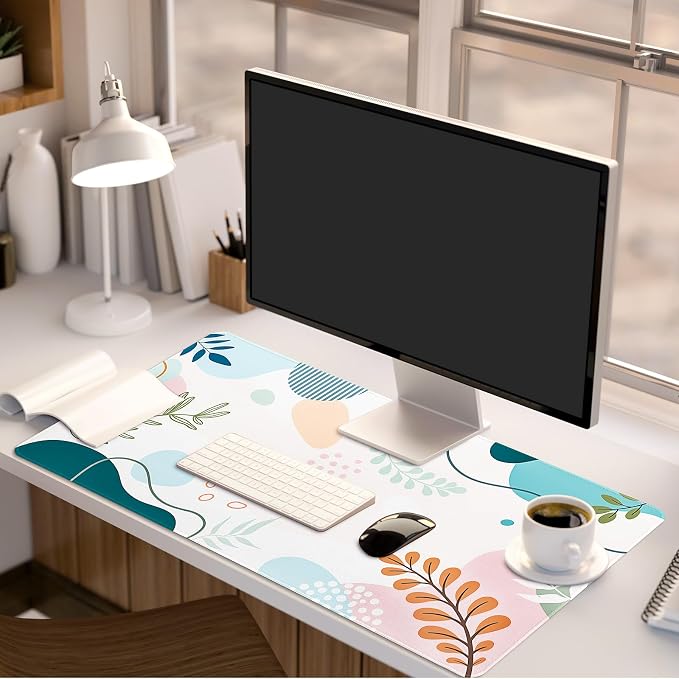 Lokigo Colorful Abstract Boho Large Mouse Pad, Waterproof Green Pink Desk Mat, Non Slip Computer Gaming Mouse Pad, XXL Full Desk Mousepad Writing Pad for School Office Home 31.5" x 15.7"
