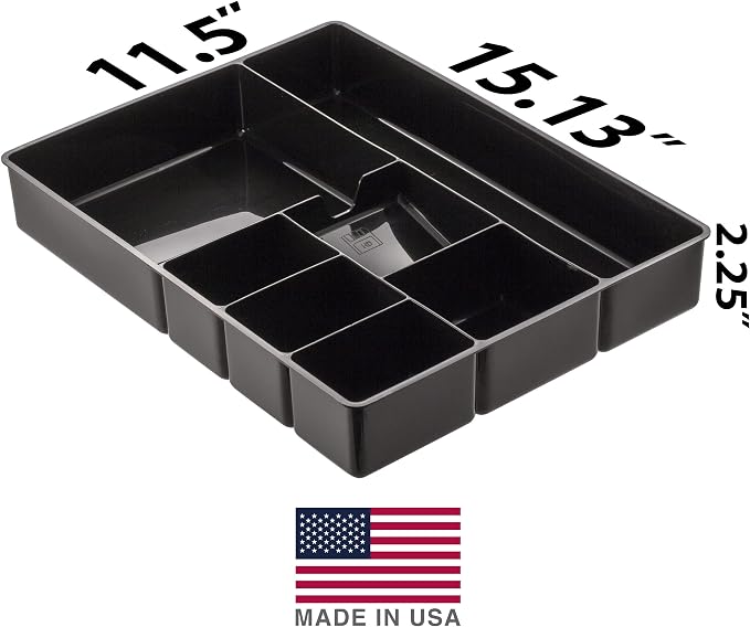 Officemate Deep Drawer Organizer Tray, 8 Compartments, 2 1/4"H x 15 1/8"W x 11 1/2"D, Black