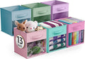 Sorbus 13 Inch Storage Bins with Clear Window - 6 Foldable Baskets for Organizing Clothes, Toys, Books - Sturdy Collapsible Fabric Storage Cubes with Handle - Storage Baskets for Shelves, Closets