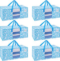 VENO 6 Pack Heavy Duty Moving Bags, Packing Bags with Clear Window, Alternative to Moving Boxes, Storage Bins for Clothes, Blankets, Comforters, College Dorm Essentials (Spring Breeze, 6 Pack)