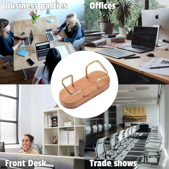 muso wood Business Card Holder for Desk, Wooden Creative Business Card Display for Desk, Wood Business Card Stand for Office, Tabletop (Cherry 1pack)