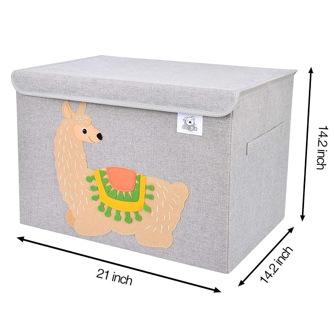Foldable Large Kids Toy Chest with Flip-Top Lid, Collapsible Fabric Animal Toy Storage Organizer/Bin/Box/Basket/Trunk for Toddler, Children and Baby Nursery (Llama)
