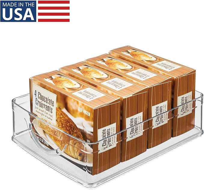 iDesign Plastic Stackable Pantry Bin, Clear | Storage Bin with Handles, For Cabinets or Fridge