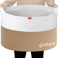 GOCAN Storage Baskets for Organizing D22"H14" Large blanket basket laundry basket Cotton Rope Woven Basket for toy towl in Living Room (Jute/Beige) XXXL