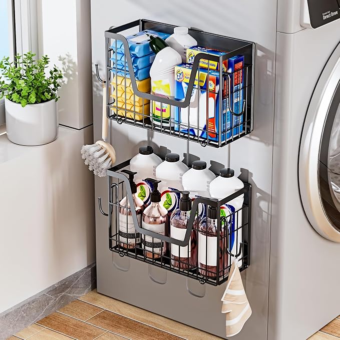 Magnetic Shelf for Fridge, Fruit Potato and Onion Storage Bins, Magnetic Spice Rack Shelves for Side of Refrigerator, Fruit Basket Magnetic Fridge Shelf Kitchen Pantry Organizer Storage