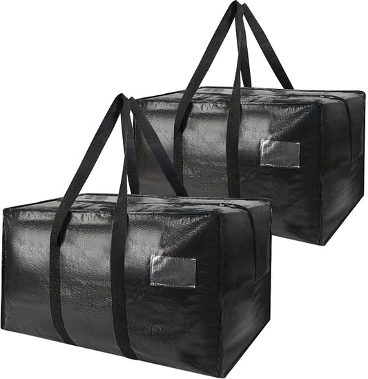 Heavy Duty Extra Large Moving Bags,58 Gallon Jumbo Packing Bags,Huge Moving Storage Bags with Strong Zippers & Carrying Handles,Reusable Big Moving Storage Bags for College Dorm Travel 2Pack