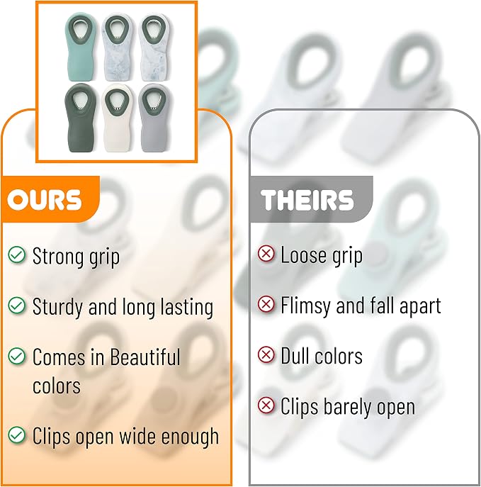 Mr. Pen- Magnetic Chip Clips, 6 Pack | Airtight Seal Reusable Bag Closers for Food Storage, Snacks, Bread & Kitchen Organization