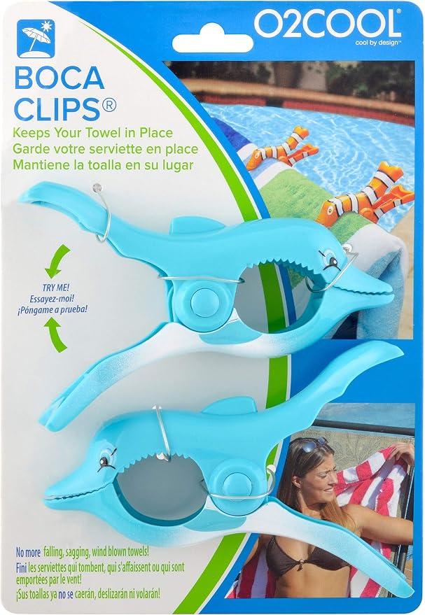 O2COOL Dolphin BocaClips Beach Towel Holders Pool Patio Clips 2pk | Yes
