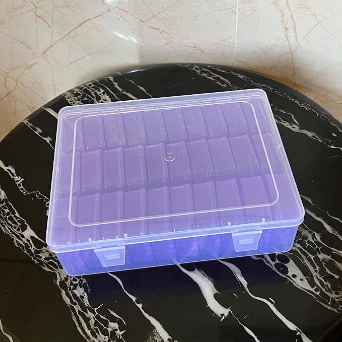 Purple Plastic Box-Bead Organizer Box-30Pcs Plastic Bead Storage Containers Craft Storage Box with Hinged Lid, 1sheet Labels, Mini Box for Jewelry Making, Diamond Art, Small Parts,Fishing toolbox