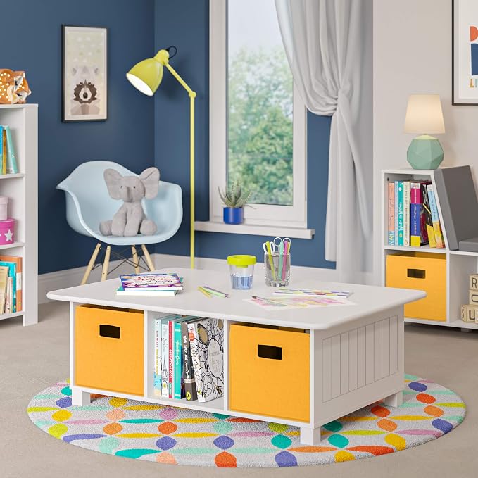 RiverRidge Folding Storage Bins with Handles Golden yellow Cube Storage Organizer for Closet, Bedroom & Playroom - Closet Organizers and Storage Set of 2