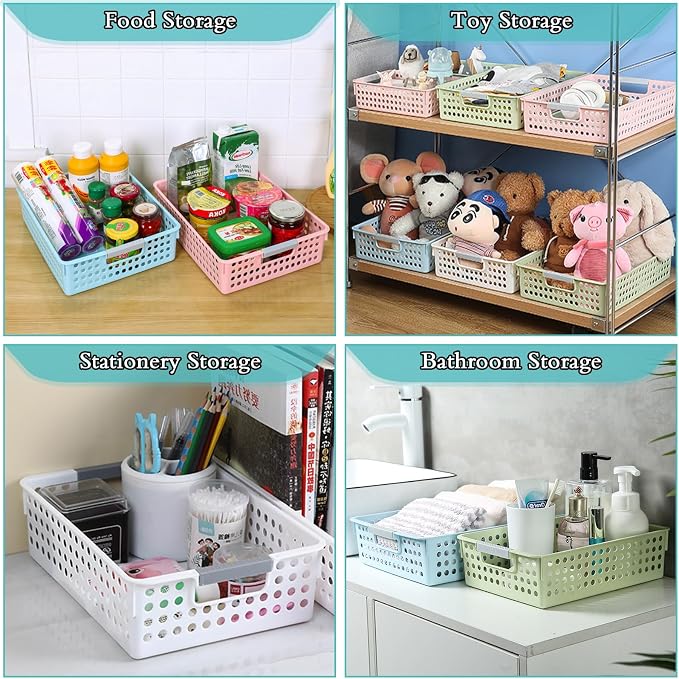 Soddeph A4 Paper Trays for Classroom with Grip Handles,Book Baskets for Library, Drawers, Office, Home,Desk,Turn in Trays Classroom Plastic Storage Baskets