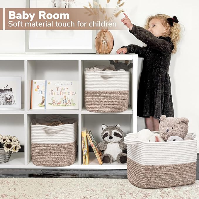 Goodpick Cube Storage Bins - Shelf Baskets for Toys Storage, Closet Storage Bins for Towel Book Clothes, Woven Basket for Shelves Baby Laundry Basket, 13''x10''x9''