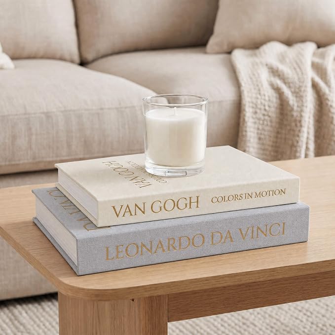 MAOBUYOU Decorative Linen Book Set of 2, Faux Book Storage Box, Coffee Table and Bookshelf Decor
