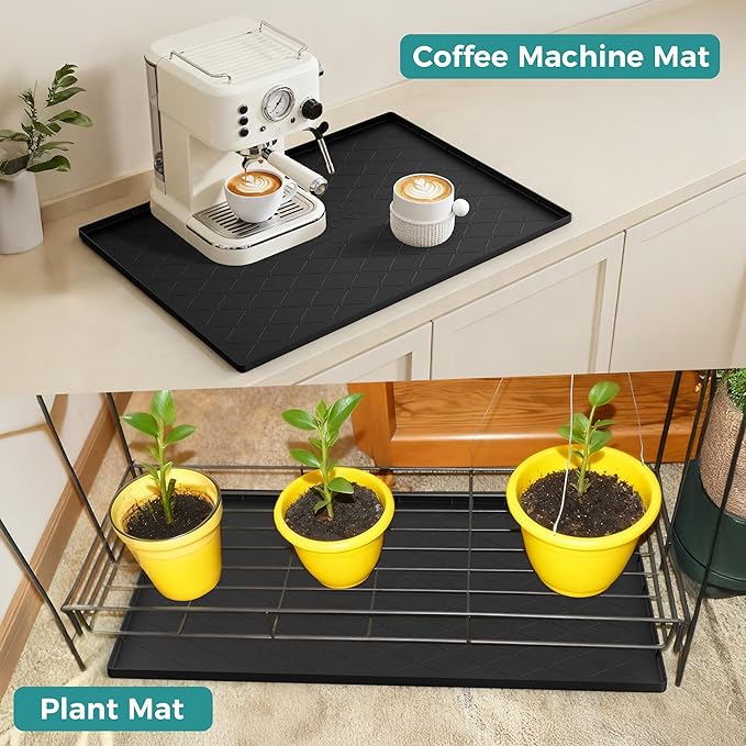 URMONA 22" x 14" Waterproof Silicone Mat in Multiple Sizes & Colors, Under Sink Mat for Kitchen & Bathroom, Pet Food Pad for Dogs & Cats, Kitchen Cabinet Liner, Multi-Purpose for Storage(Khaki)
