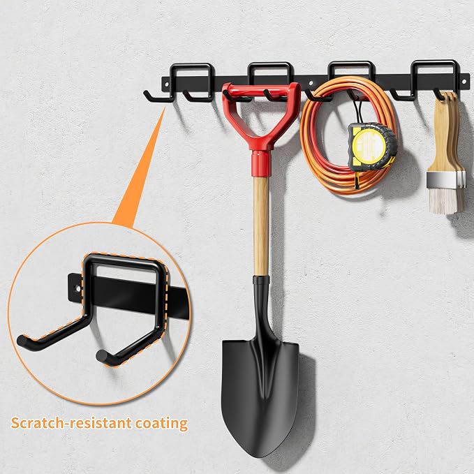 SUNTECH Garage Paper Towel Holder with Tool Hanger Wall Mount, Black | Solid Iron, Rust-resistant Finish, Fits Jumbo Rolls, Includes 15-inch Garage Wall Organizer, for Garage, Shop, Kitchen, RV