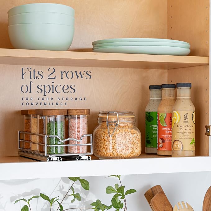 Pull Out Cabinet Organizer for Spices, Cans 4-1/2"W x 10-1/2"D x 2-3/4”H | Heavy Duty with Lifetime Limited Warranty, Pull Out Spice Rack, Cabinet Pull Out Shelf for Cans, Dishes, Etc, Easy to Reach