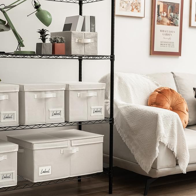 GRANNY SAYS Large Storage Bins with Lids, Decorative Storage Boxes with Double-Lids, Extra Large 63L Closet Organizer for Clothes, Toy Storage Chest, Ivory, 1-Pack