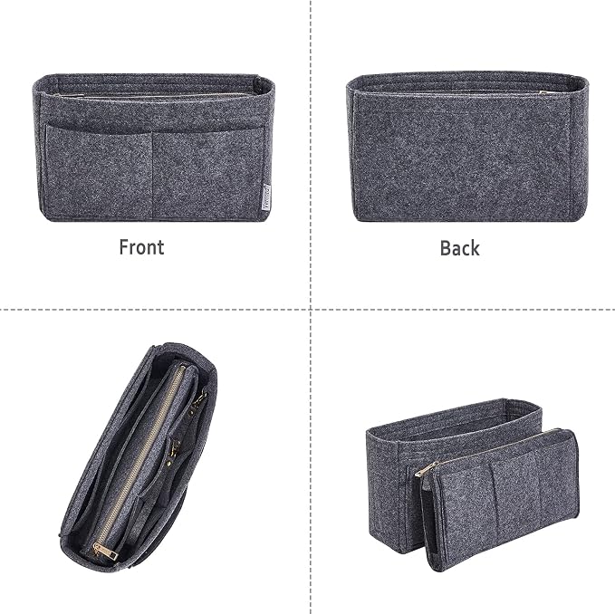 Vercord Felt Organizer Insert For Purse Handbag Tote Bag In Bag Inside Shaper Divider Neo Dark Grey Slender Medium