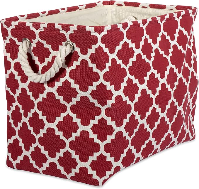 DII Polyester Container with Handles, Lattice Storage Bin, Small, Rust