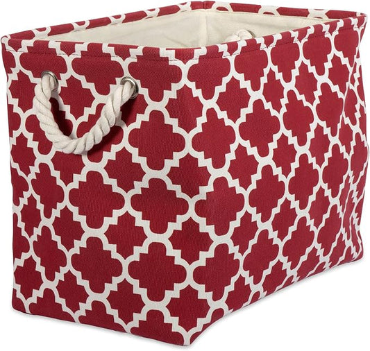 DII Polyester Container with Handles, Lattice Storage Bin, Small, Rust