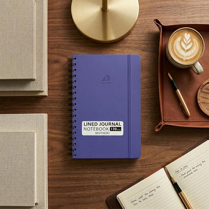 Nextnoid Lined Spiral Notebook Journal For Women & Men - A5(5.8" x 8.3") 170 Pages, Hardcover Notebooks for Work & Note Taking, College Ruled Journals for Writing - Violet Purple