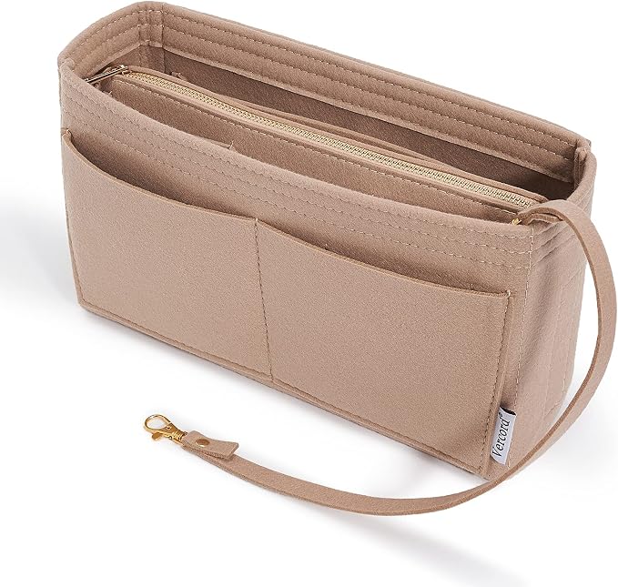 Vercord Felt Organizer Insert For Purse Handbag Tote Bag In Bag Inside Shaper Divider Neo Beige Slender Medium