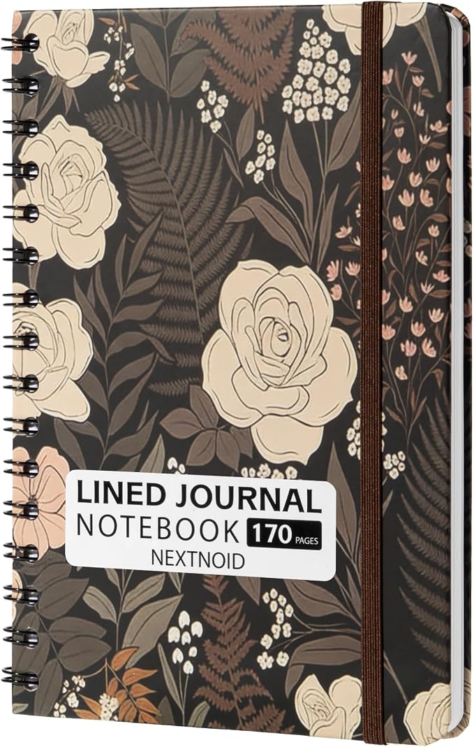 Nextnoid Lined Spiral Notebook Journal For Women & Men - A5(5.8" x 8.3") 170 Pages, Hardcover Notebooks for Work & Note Taking, College Ruled Journals for Writing - Jungle Rose