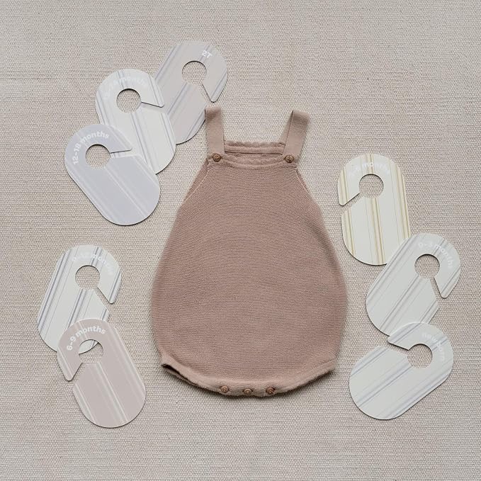 3 Sprouts Baby Closet Dividers, Newborn to 2T, Stripe, 8 Piece Set | Newborn to 2T sizing, 8-piece set, Double-sided size labels, Age labels, Nursery closet storage, Baby clothes organizer