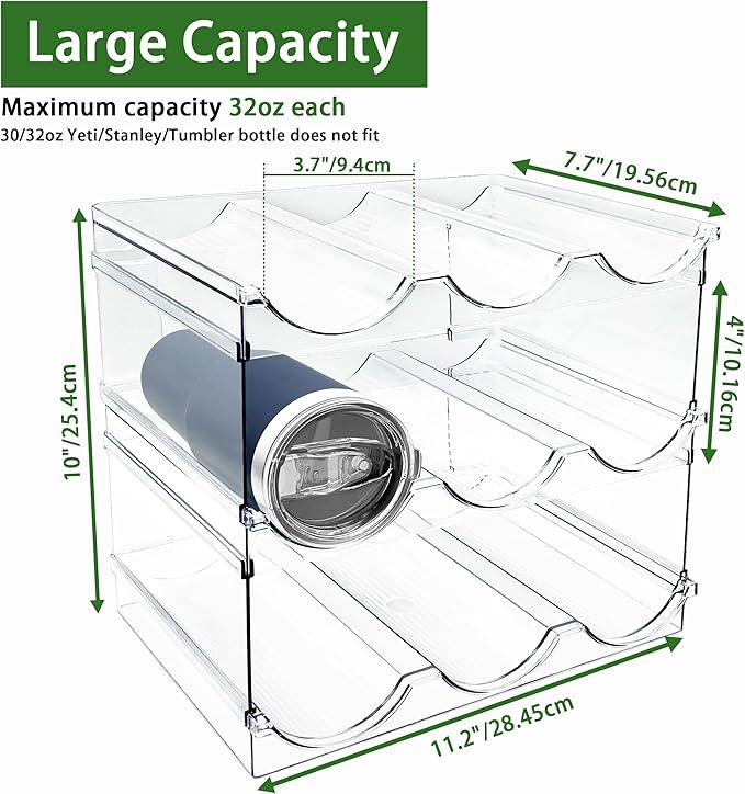 Spaclear 3 Pack Water Bottle Organizer for Cabinet, Stackable Water Bottle Holder, Plastic Cup Storage Organizer for Kitchen Cabinet Organizers and Storage, Tumbler Storage Cup Rack for Pantry Counter