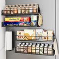 Mystozer 16.9 Inch Wide Large Capacity Magnetic Spice Rack for Refrigerator,5 Pack Metal Fridge Shelf Magnetic Spice Rack Kitchen Storage Refrigerator Organizers and Storage Spice Shelf (Black)