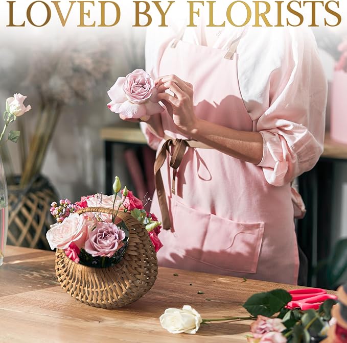 Flower Girl Basket Set of 2, Rattan, 6.3" x 5.12" x 3.75" | Rustic Small Wicker Baskets with Handle & Waterproof Lining; for Wedding, Bridal Shower, Flower Petals, Gifts & Photo Props