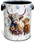 Highland Cow Laundry Basket Cattle Animal Foldable Oxford Cloth Funny Tote Bag Laundry Hamper Clothes Storage Bucket Organizer For Bathroom/Laundry Storage/Bedroom 18.9x16.5 Inch