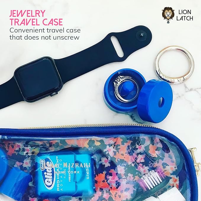 Lion Latch Travel Jewelry Case Keychain, Portable Ring Holder for Women and Girls, Mini Jewelry Storage for Rings, Earrings and Necklaces, Travel Ring Box | As Seen on Shark Tank