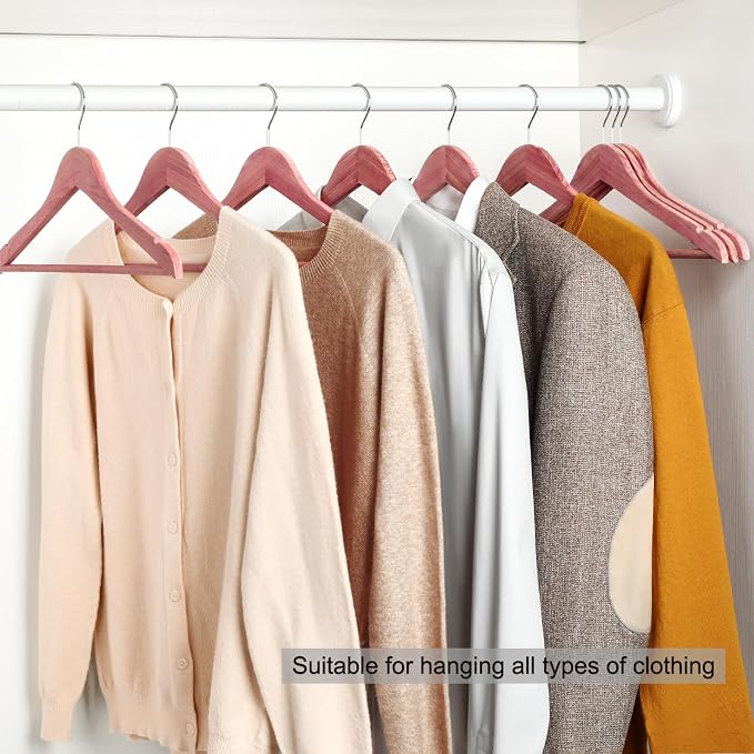 TOPIA HANGER 20-Pack American Red Cedar Wooden Hangers, Clothes Hangers for Closet, Wood Coat Hanger with Smooth Cut Notches, 360° Swivel Hook, Non-Slip Pants Bar-CT54C20