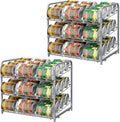 BTY Can Organizer for Pantry Stackable 2 Pack, Can Storage Organizer Rack Stacking Can Dispensers Small Space Holds up to 36 Cans for Pantry, Kitchen, Cabinet- Silver