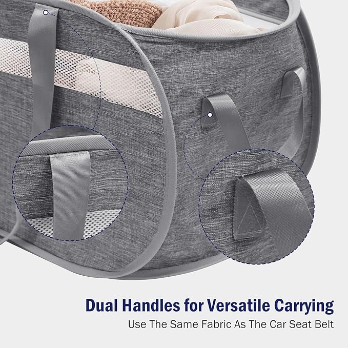 Collapsible Laundry Baskets, Foldable Tear Proof Pop Up Hamper with Reinforced Carry Handles, Durable Laundry Hamper for Home, Laundry, Bathroom, Dorm or Travel (Grey)