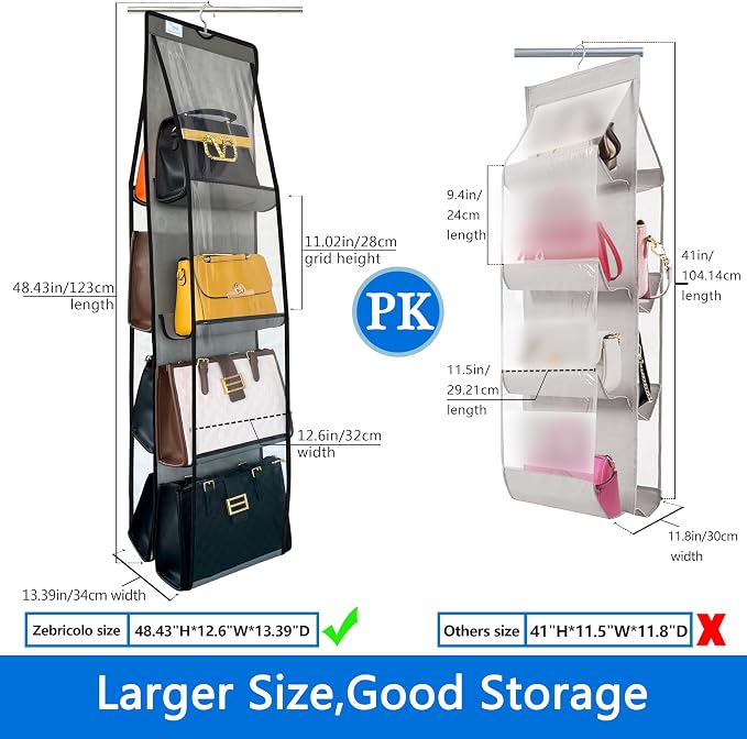 Purse Organizer for Closet, Over the Door Purse Storage with Heavy Duty Metal Hooks, Wall Mounted Handbag Storage Holds up to 8 Bags - Bag Rack for Closet, Door