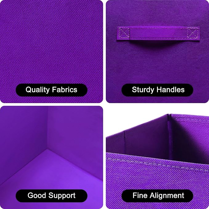 Fabric Storage Bins - 6 Pack Collapsible Cube Organizer for Closet, Shelves & Living Space, Pastel & Dark Color Options - Foldable Storage Boxes with Handles for Clothes (Dark Colors, 11 inch)