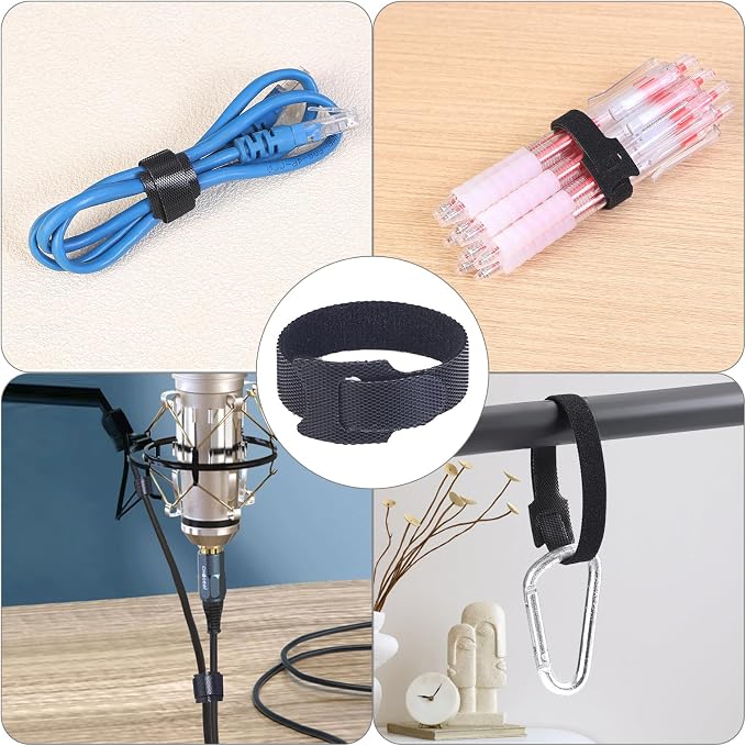 MVYC 200PCS Reusable Cable Ties Wire Ties Cord Organizer Cable Organizer Adjustable Cable Management Black 4+6+8+10 inch