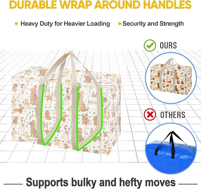 VENO 2 Pack Heavy Duty Moving Bags, Extra Large Storage Bags with Reinforced Handles & Strong Zippers, Foldable & Reusable Moving Box Alternative for Clothes & Dorm Storage