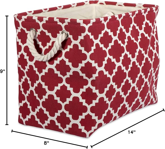 DII Polyester Container with Handles, Lattice Storage Bin, Small, Rust