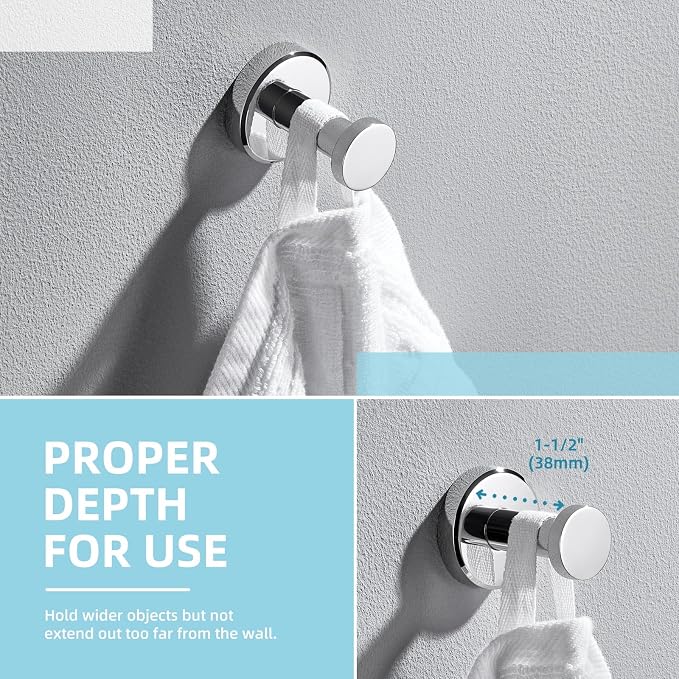 Angle Simple Single Bath Towel Hook, SUS304 Stainless Steel Round Coat Hook Wall Mounted, Robe Hanger for Kitchen Bathroom Polished Chrome