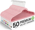 HOUSE DAY Premium Velvet Hangers 50 Pack Pink, Non-Slip Flocked Felt Hangers, Sturdy Clothes Hanger Heavy Duty Coat Hanger, Durable Slim for Closet Space Saving