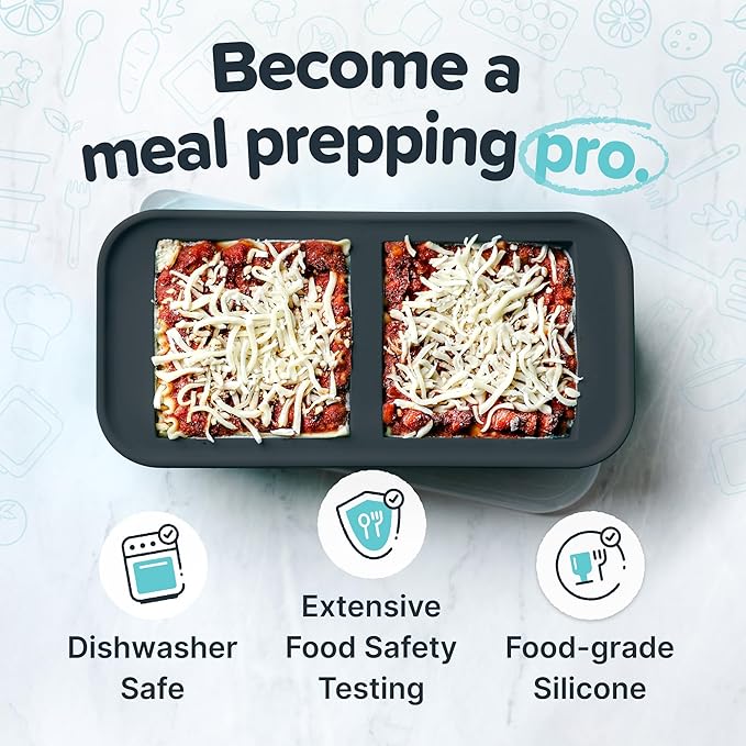 Souper Cubes 2 Cup Silicone Food Freezer Mold, Charcoal, 1-Pack | 100% Platinum-Cured Silicone Freezer Cube, Oven and Microwave Safe, Perfect for Freezing Lasagna, Casseroles and More
