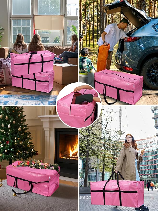 WORKPRO 2-Pack 66 Gallon Extra Large Moving Bags with Zippers & Carry Handles, Heavy-Duty Storage Totes for Moving, Dorm Move-In, Travel & Space-Saving Organization, Pink
