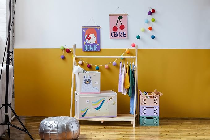 3 Sprouts Toy Storage Cube Bin, Foldable Storage Box, Llama | Foldable organizer, Playroom or nursery toy storage, Cube shelf compatible, Toys books clothes storage, Folds flat